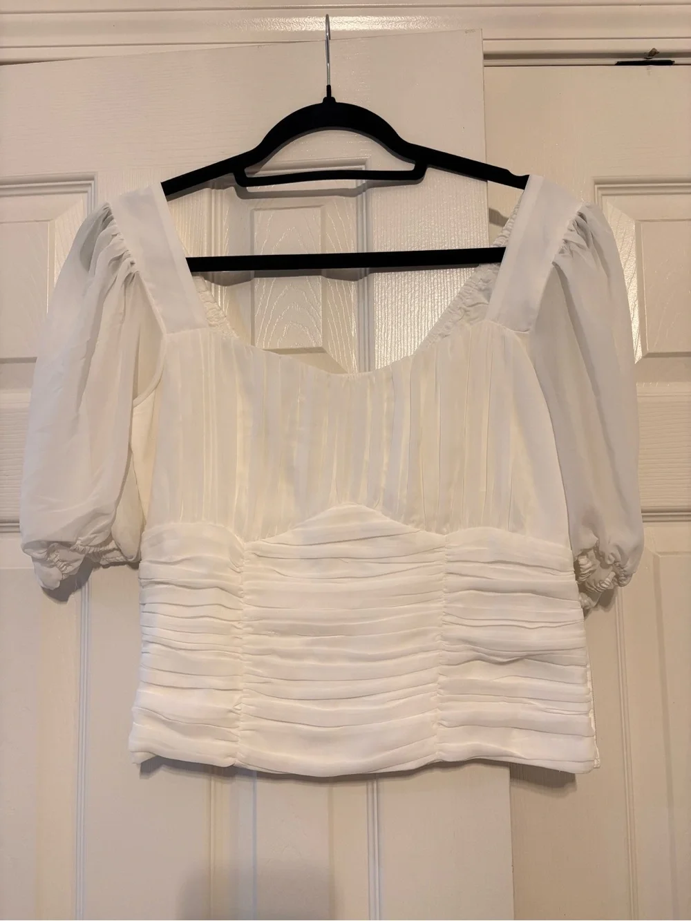 Abercrombie & fitch Women's Ivory Puff Sleeve Top